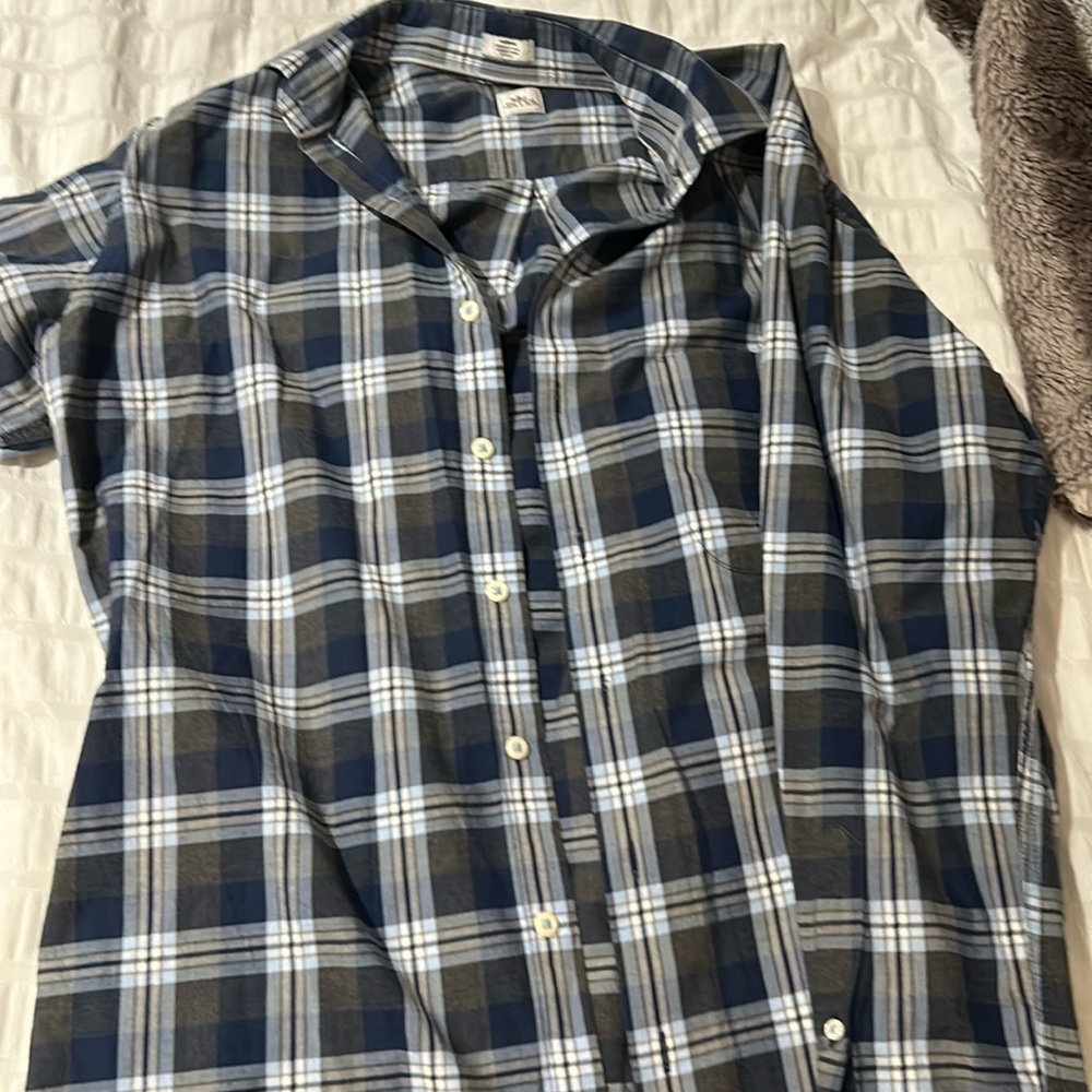Navy and light blue plaid Peter millar button up size large